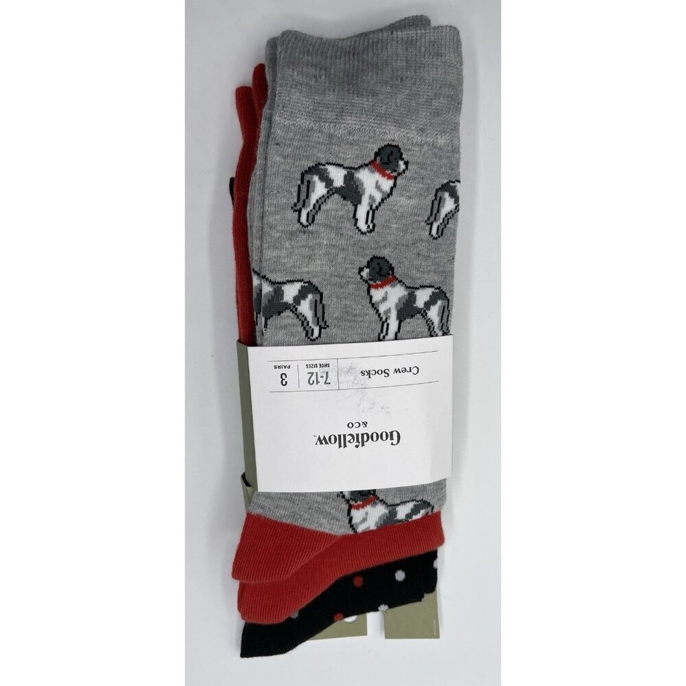 Goodfellow & Co Mens Crew Socks Dogs English Pointer Gray Polkadot Size 7-12 3pk